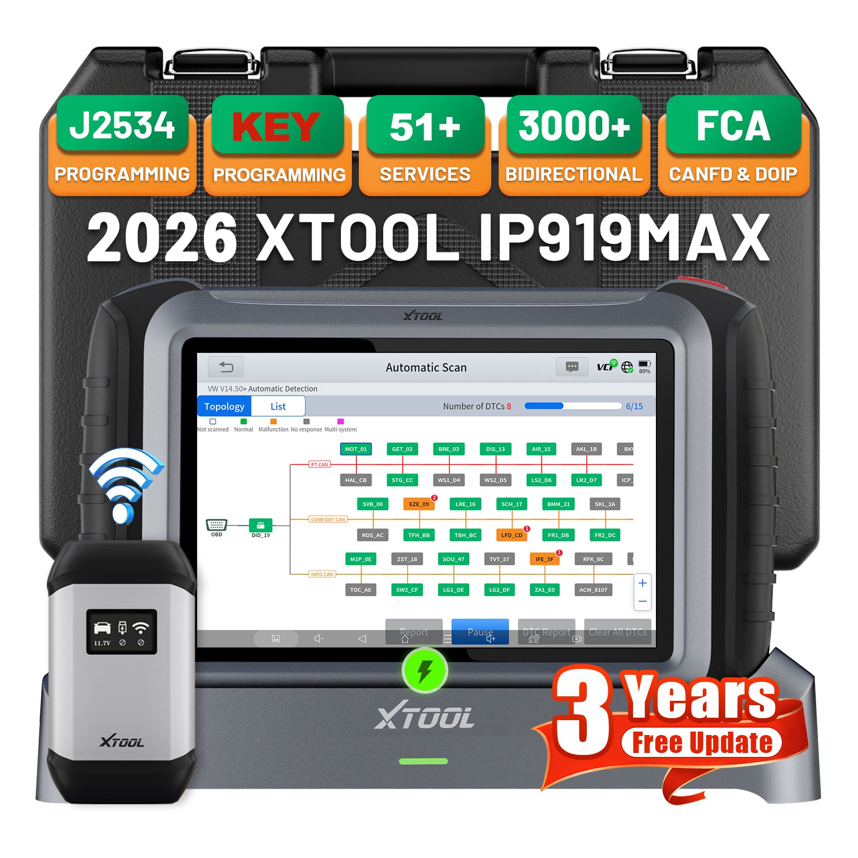 Obd2 Scanner - Alat Pemrograman ECU XTOOL IP919MAX J2534